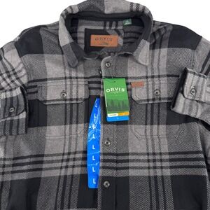 Orvis Mens Ale Gray Plaid Heavyweight Flannel Shirt L 1312517 NWT